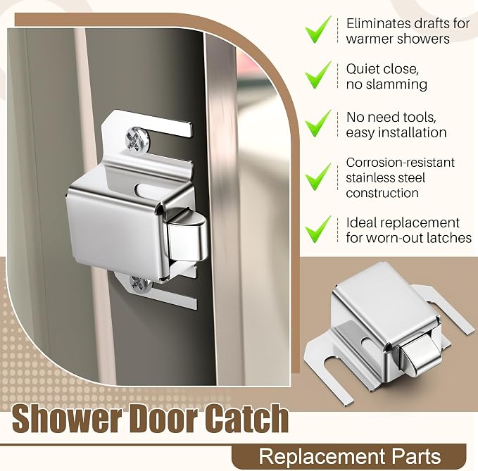 Jetec 2 Pack Silver Shower Door Latch Replacement, Stainless Steel | Single - Image 5