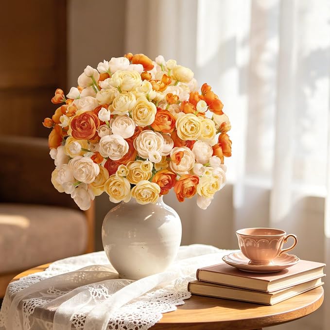 Alupssuc 30Pcs Ranunculus Artificial Flowers Fall Faux Silk Mini Ranunculus | - Image 7