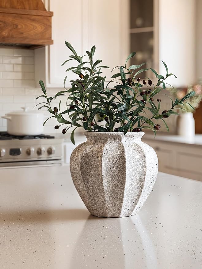 LE TAUCI 11.3" Ceramic Vase, Artisan Large White Ceramic Vase - Image 5