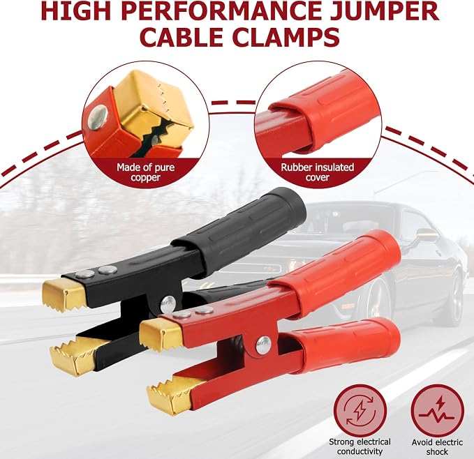 Battery Charger Clamps 1000A 1 Pair, Jumper Cable Clamps Pure Copper, Jumper - Image 2
