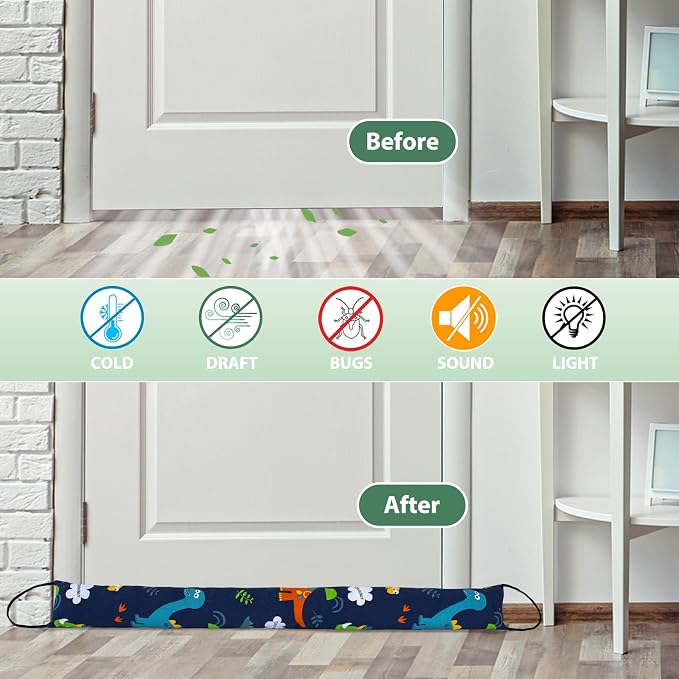 Weighted Door Draft Stopper, 2 Pack 40 Inch Under Door Blocker, Bottom of Door - Image 3