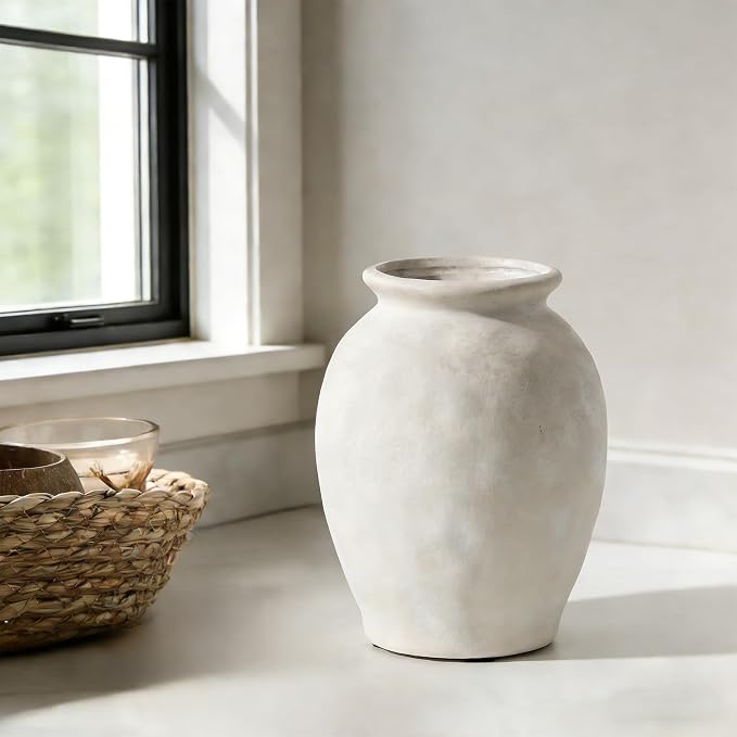 5.94" Ceramic Vase for Home Decor, Decorative Terracotta Farmhouse Rustic Vases - Image 4