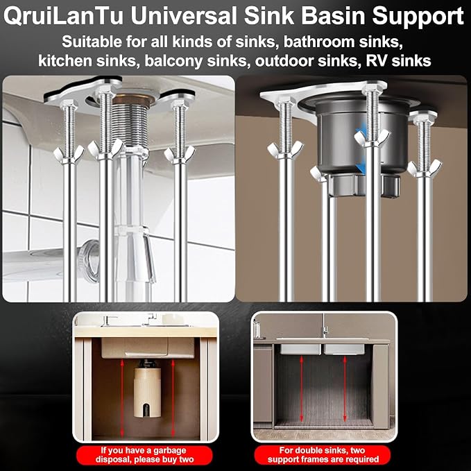 Undermount Kitchen Sink Bracket Space Saving Upright Sink Repair Kit - Image 3