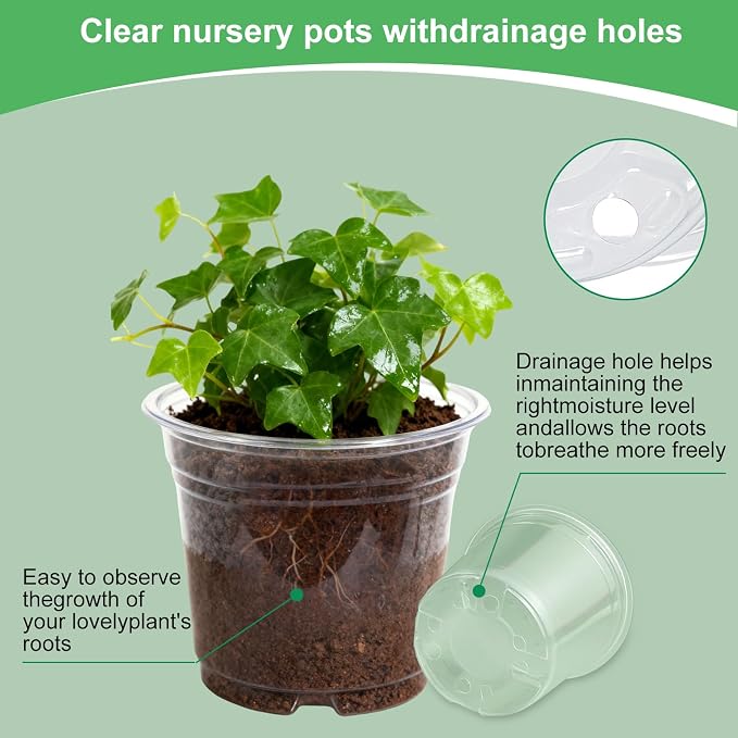 45 Pack 7/8/10 Inch Clear Nursery Pots - Image 4