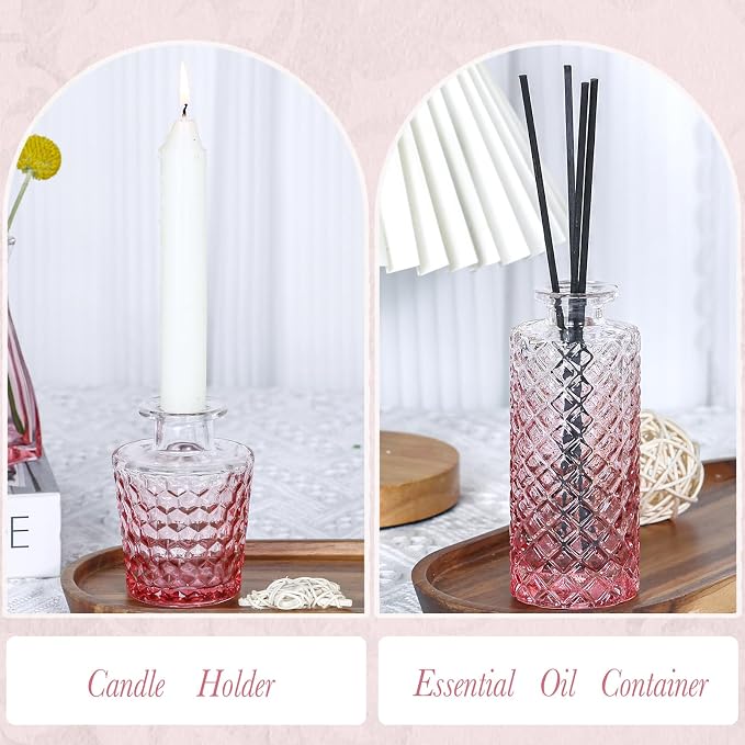 UPBUD Pink Glass Bud Vases Set of 5, Mini Flower Vase - Image 9