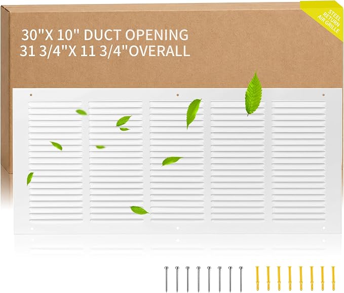 30" x 10" Return Air Grille Duct Opening, Ceiling Sidewall Floor Cold Air by Unknown
