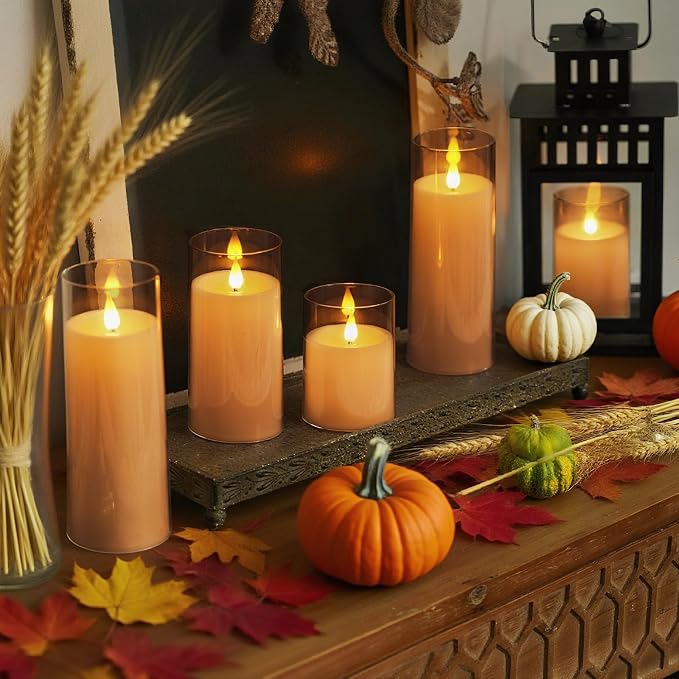 Homemory Amber Flickering Flameless Candles, Battery Operated Acrylic LED - Image 2
