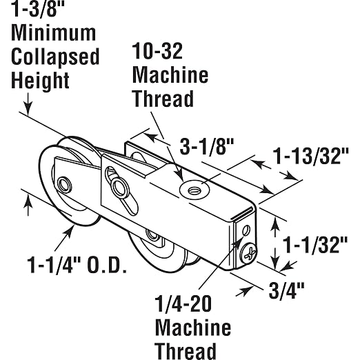 Prime-Line D 1986 1-1/4 In. Steel Ball Bearing Sliding Door Tandem Roller - Image 2