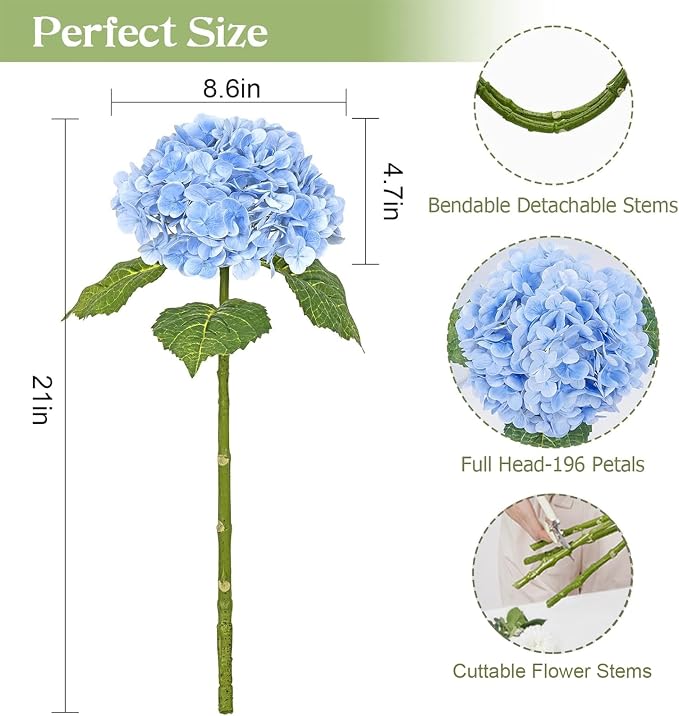 4Pcs Real Touch Hydrangea Artificial Flowers - Image 3