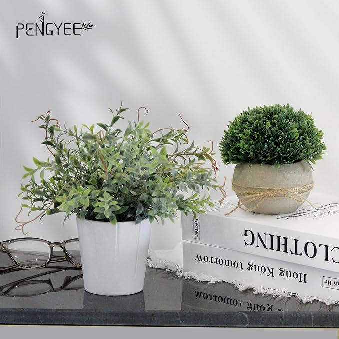 4 Pack Small Fake Plants in White Pulp Pot - Image 7
