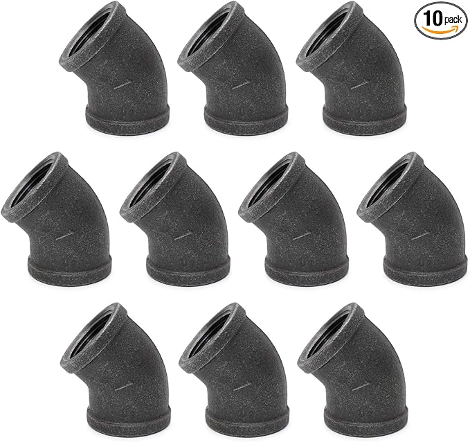 1" 45-Degree-Elbow, Home TZH Internal Threaded Cast Black Malleable Iron Elbow by HomeTZH