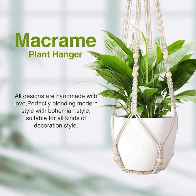 LEWESU Macrame Plant Hanger Indoor Set of 4 - Image 2