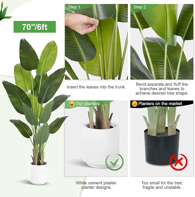 Artificial Bird of Paradise Plant 6Ft Tall Fake Tropical Palm Tree Large Fake - Image 7