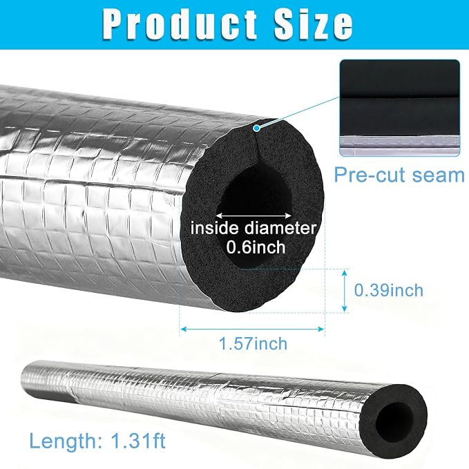 10 Pcs Pipe Insulation Foam Tube Self Adhesive Insulation Foam Wrap | 1.3Ft x - Image 2