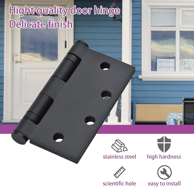 Matte Black Heavy Duty Door Hinge 4.5 X 4.5 Inch Ball Bearing Commercial Hinges - Image 5