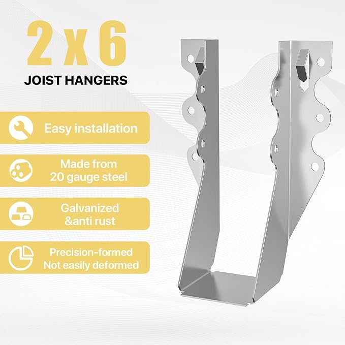 25 pcs 2x6 Joist Hanger, LU26 18 Gauge Double Shear Face Mount Joist Hanger - Image 3