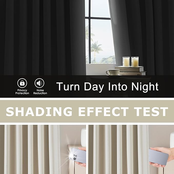 Vision Home Champagne Ivory Velvet Pinch Pleated Blackout Curtains 40"Wx84L | 2 - Image 4