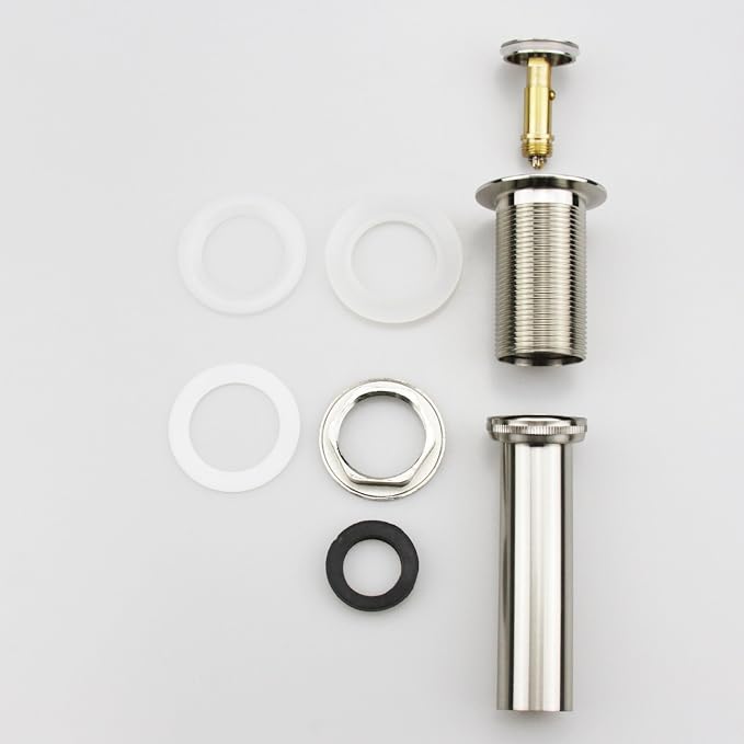 Bathroom Sink Pop Up Drain Without Overflow, Small Cap, Brushed Nickel - Image 4