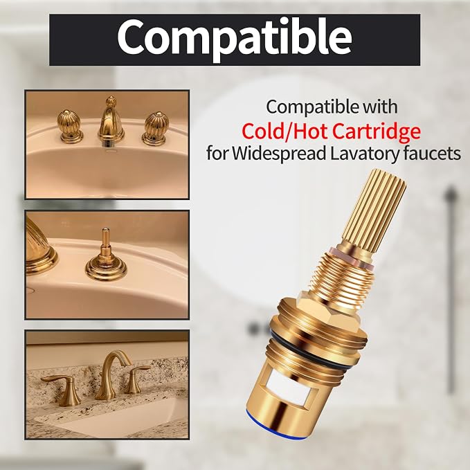 Brass 1-001 & Brass 1-002 Ceramic Valve Set，Replacement Hot Widespread - Image 4
