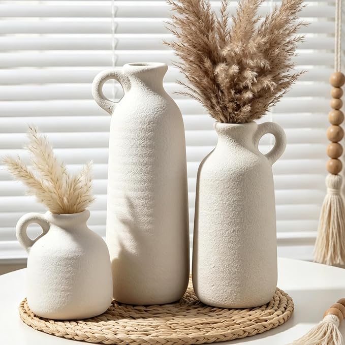 White Ceramic Vase Set of 3 - Image 5