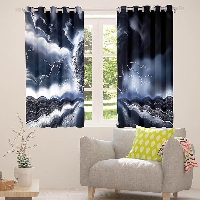 jejeloiu 3D Tornado Window Drapes Natural Disaster Blackout Shades Window - Image 4