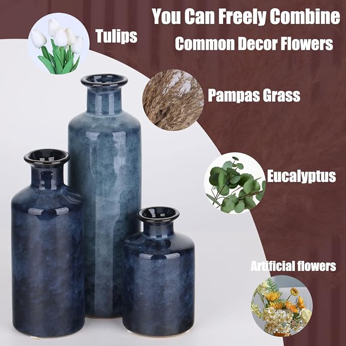 Blue Ceramic Vase Set - Image 4