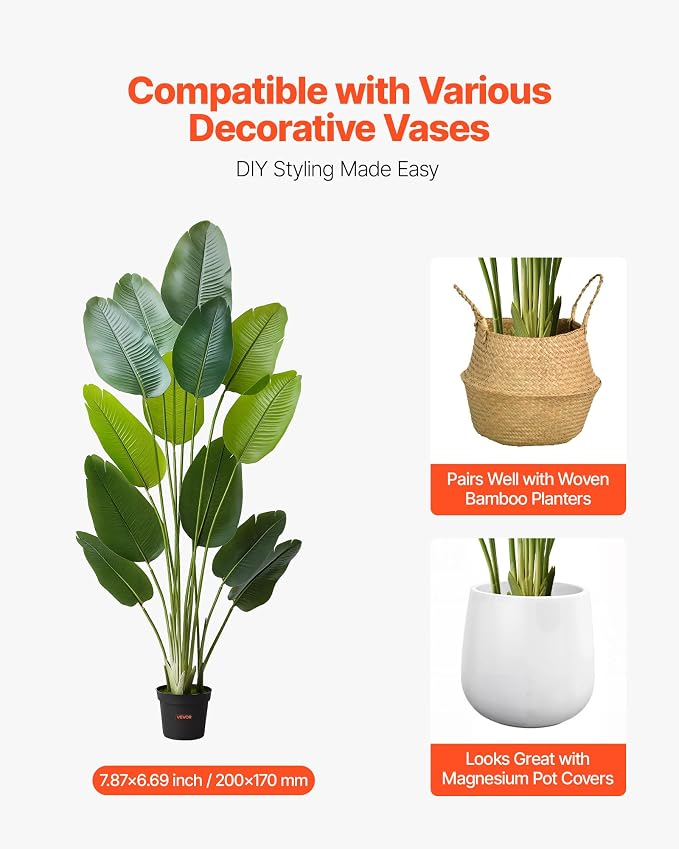 VEVOR Artificial Bird of Paradise 6 ft Tall, Fake Tropical Plants - Image 5
