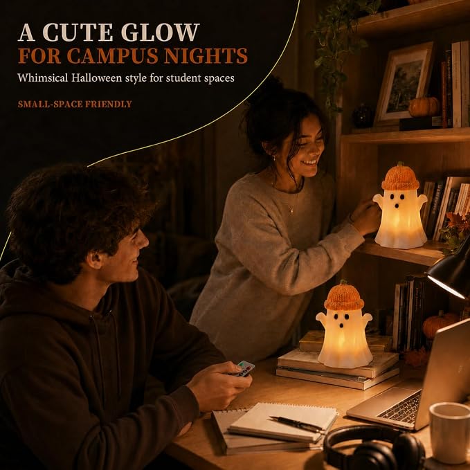 Enido Ghost with Pumpkin Hat Flameless Candles with Remote, Battery Operated - Image 8