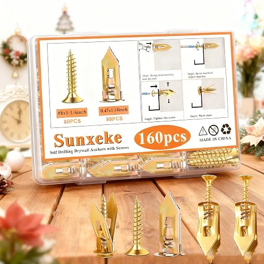 160PCS Self Drilling Drywall Anchors and Screws Kit, 0.47x1.18Inch Sheetrock - Image 3