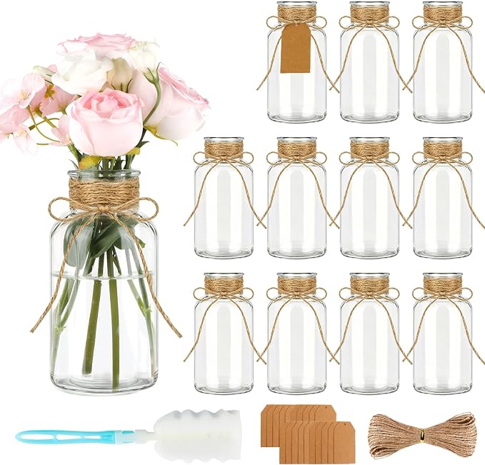 12 Pack Vintage Glass Flower Vases by HWASHIN