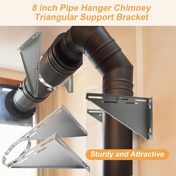 Adjustable 8" Chimney Pipe Wall Support Bracket, Fireplace Pipe Wall Bracket - Image 5