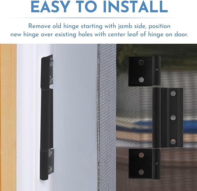 3Pack Black Screen Door Hinges 1/8 in Grooved Center - Image 6