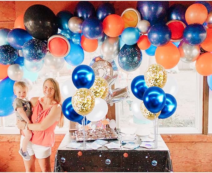 TONIFUL 4 Set White Blue Gold Balloon Centerpieces - Image 6
