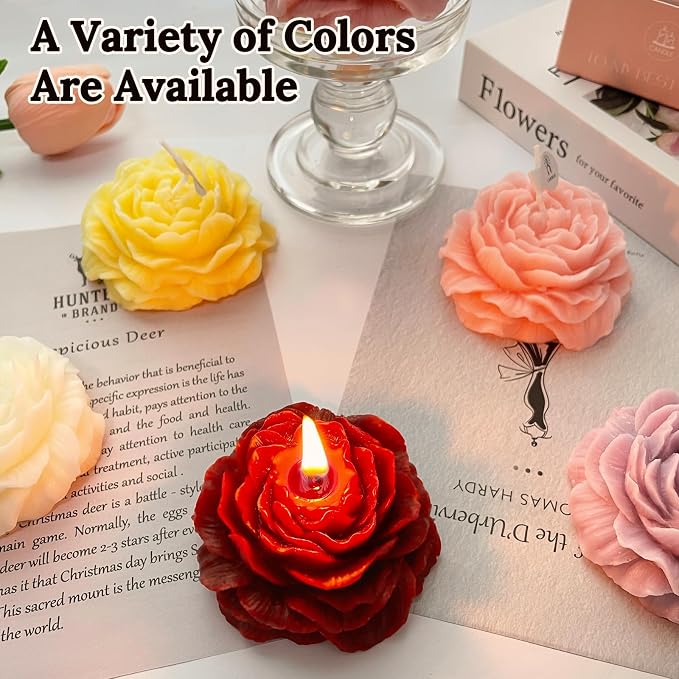 Burgundy Peony Flower Shape Scented Candles - Image 5