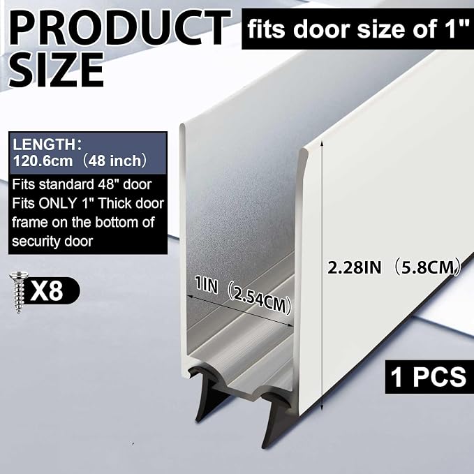 Pushglossy 1 Pack 1" x 48" Storm Door Sweep Replacement Bottom Sweep Aluminum - Image 2