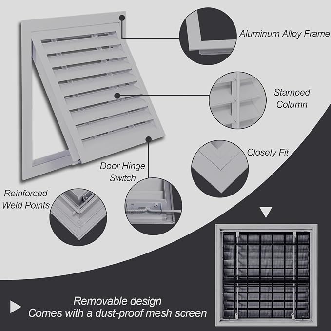 Light Gray Air Return Grille, Aluminum Access Panel - Image 3