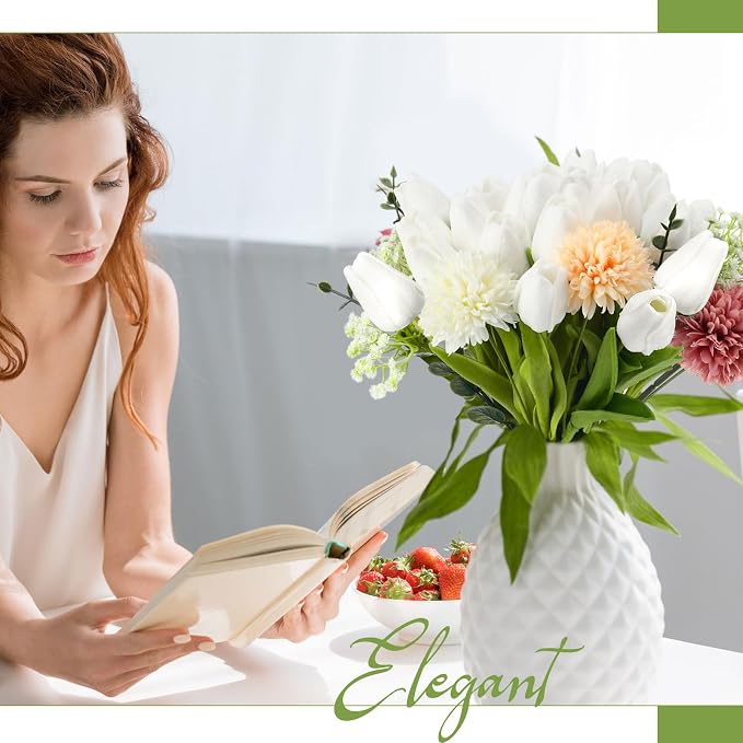 Janinka 60pcs Artificial Tulip Flowers Fake PU Tulips Faux Latex Bouquet Flower - Image 6