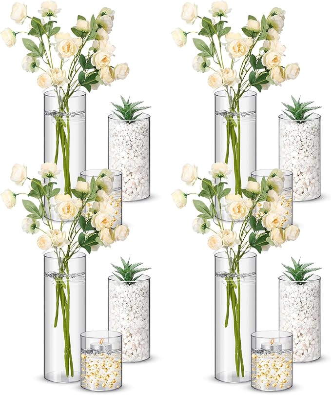 Nuogo 12 Pcs Plastic Cylinder Vases Tall Plastic Flower Vases by Nuogo