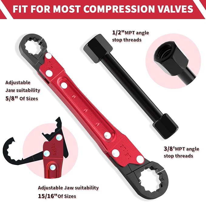 Angle Stop Wrench Kit, 3-Piece Plumbing Tool Set - Image 3