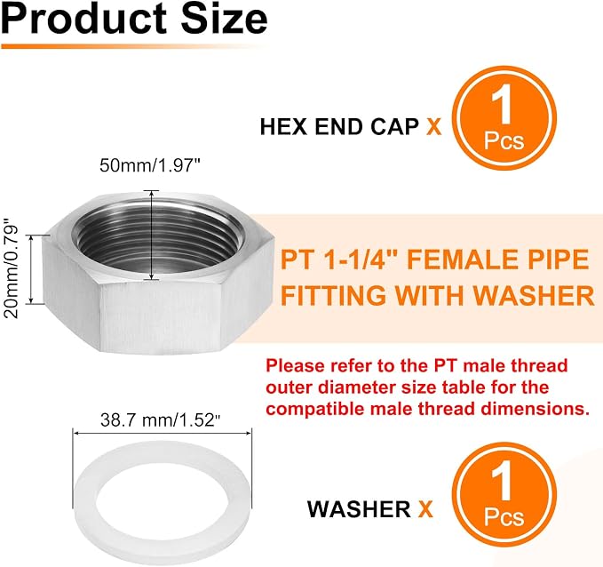 uxcell 1pcs Hex End Cap 304 Stainless Steel Nut - Image 2