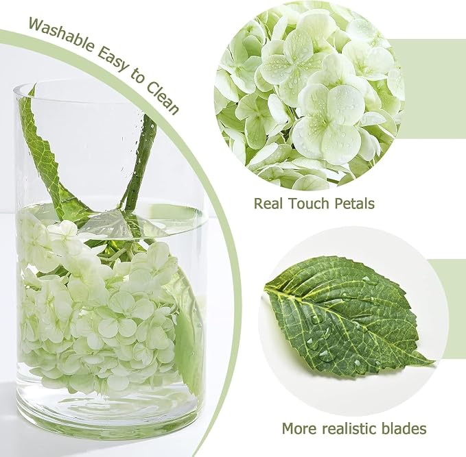21" Real Touch Green Hydrangea Artificial Flowers - Image 2