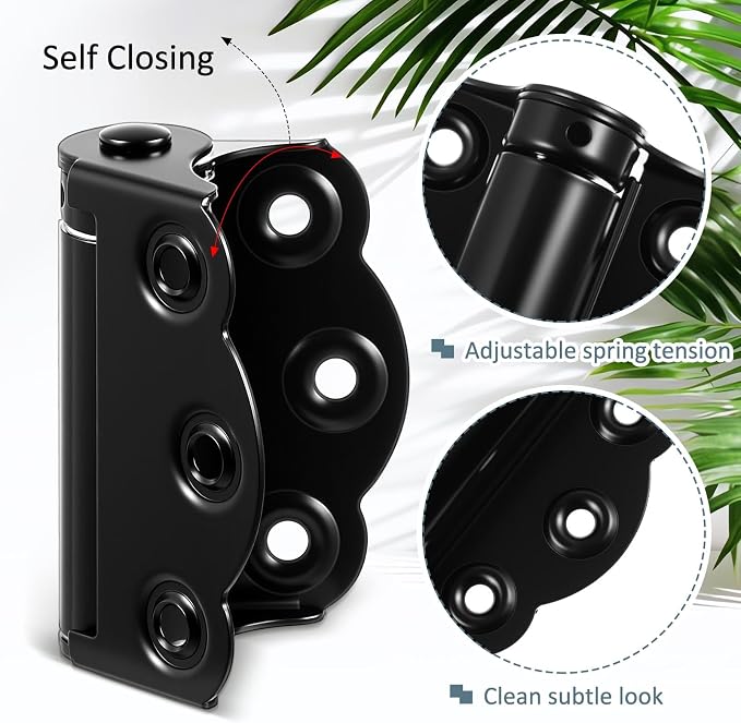 Zonon 4 Pack Self Closing Screen Door Hinge 2 3/4" Adjustable Heavy Duty Steel - Image 4