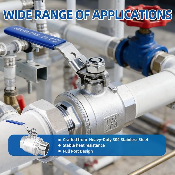 2 Pack 2" Full Port Ball Valve NPT Male x Female 304 Stainless Steel Heavy Duty - Image 4
