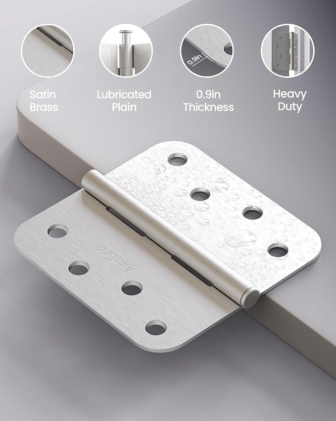 4 Inch Exterior Door Hinges Brushed Nickel 24 Pack - Image 5