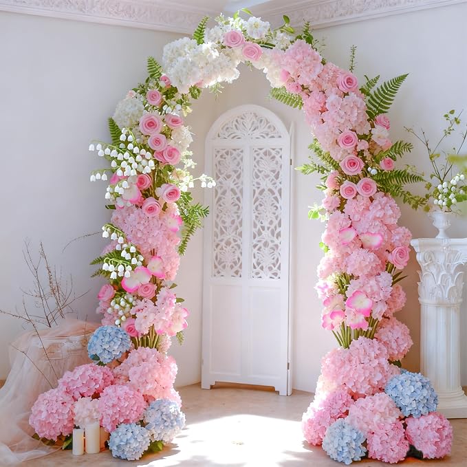 65Pcs Pink Hydrangea Artificial Flowers Bulk，Realistic Silk Fake Flowers - Image 6