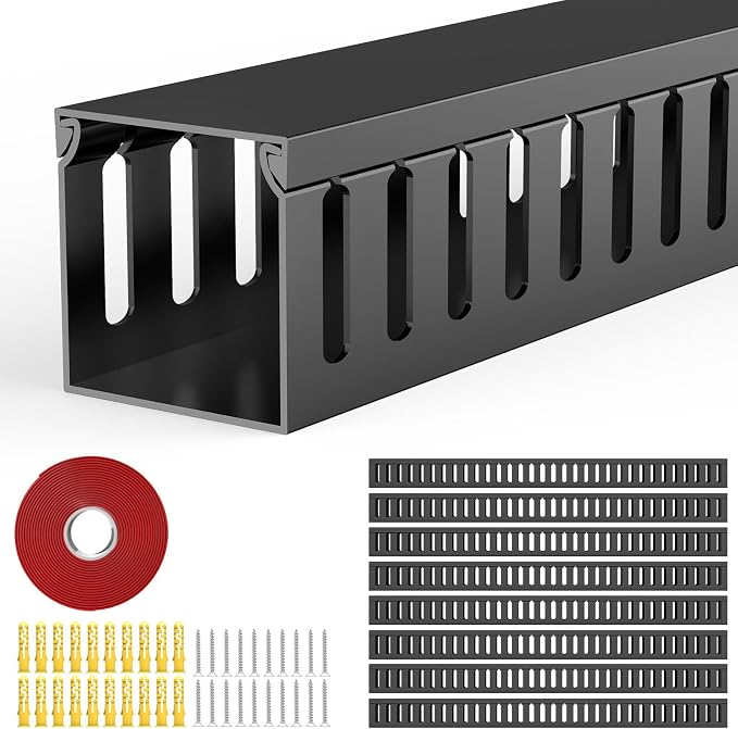 Open Slot Wiring Raceway Cable Duct, Cable Management Cord Track | 123" open by REFLYING