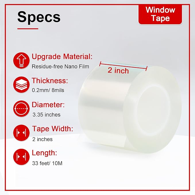 Transparent Window Weather Sealing Tape 2 Inch x 33 FT Weather Stripping - Image 7
