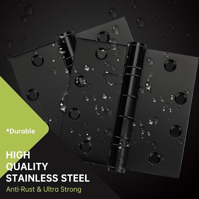 6 Pack Black Door Hinges 4.5 x 4.5 Inches, Heavy Duty Stainless Steel Ball - Image 5