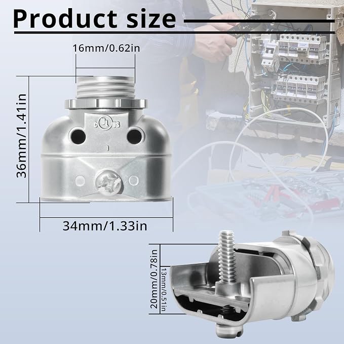 3/8 Inches Flexible Metal Conduit Duplex Connector, Flex Wire Box Connectors - Image 2