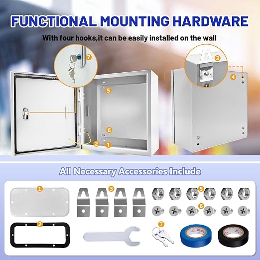 Electrical Junction Box 20x20x6, NEMA 4X IP66 Steel Enclosure Box | 1.5mm steel - Image 5